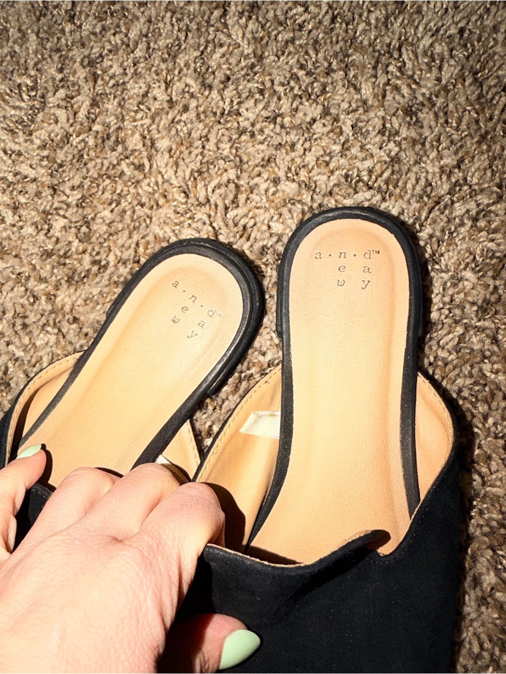 Women’s Black Slip-On Pointed Mules - Picture 2 of 3